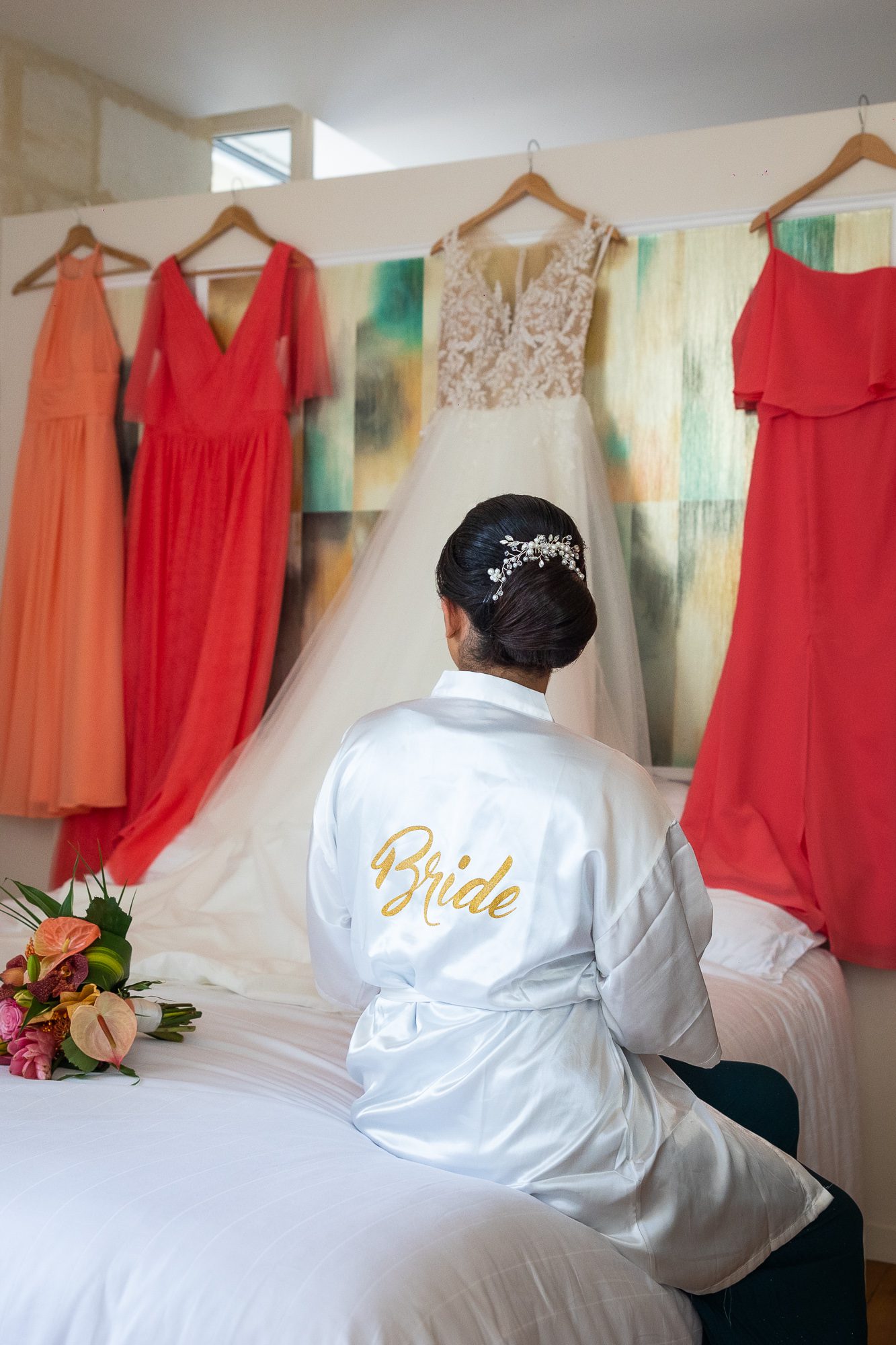 Reportage photo de mariage choix robe mariee pau